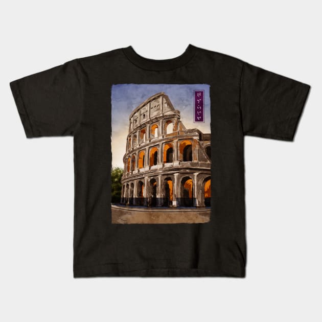 Colosseum - Black Kids T-Shirt by Thor Reyes